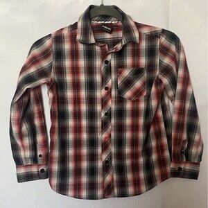 Tony Hawk Red Plaid Long Sleeve Button Down Shirt Boy's Size 7